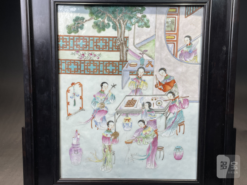 清乾隆 粉彩金线池人物故事图插屏 - 图3